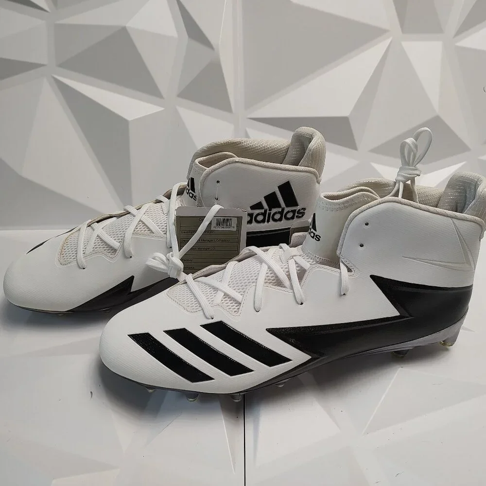 Adidas Mens Football Cleats 17 White Black Shoe Lacrosse High Molded Athletic - Picture 11 of 11